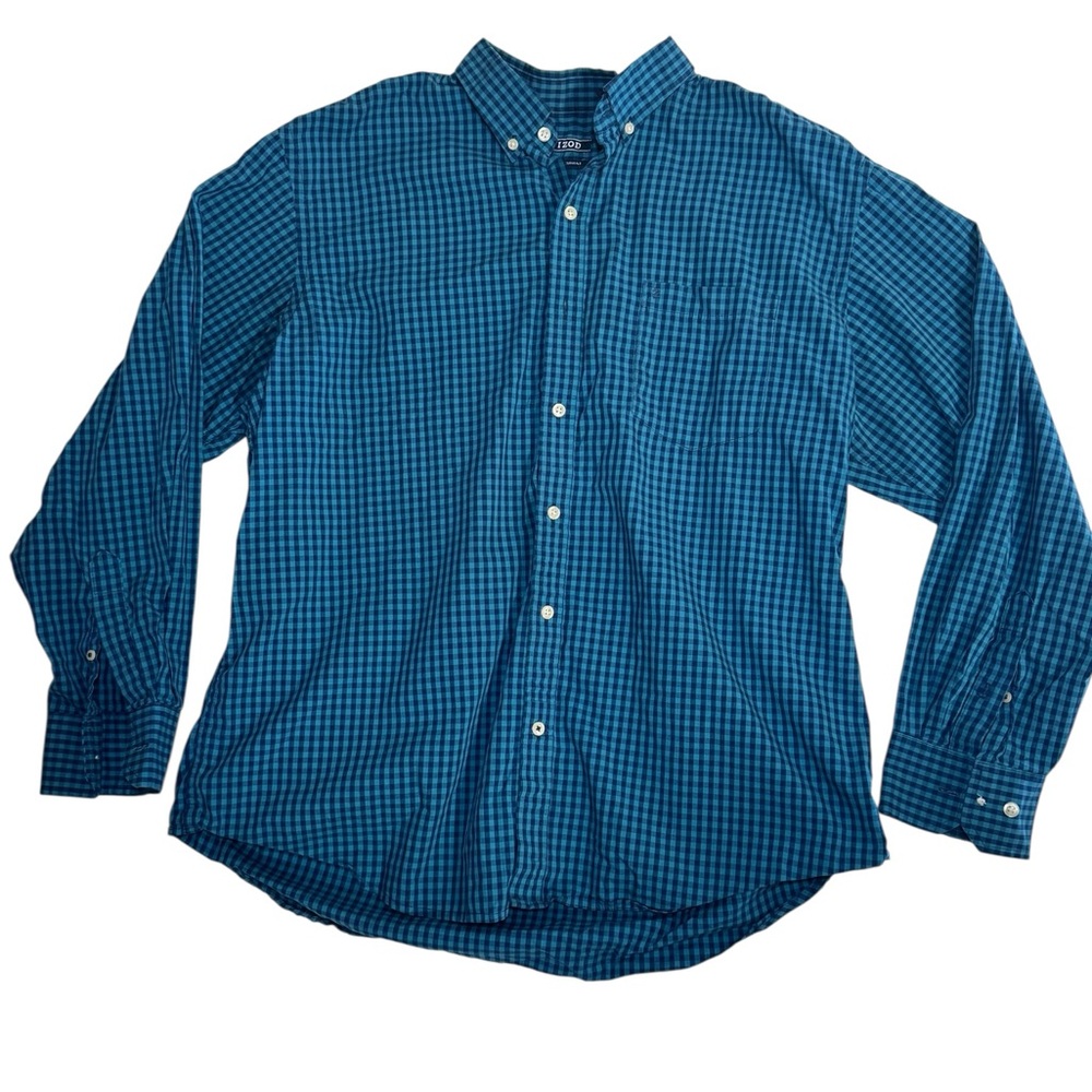 IZOD‎ Men’s Button Down Shirt | Blue Gingham Check | Size XL